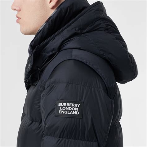 burberry puffer vest men's|detachable sleeve hooded puffer jacket.